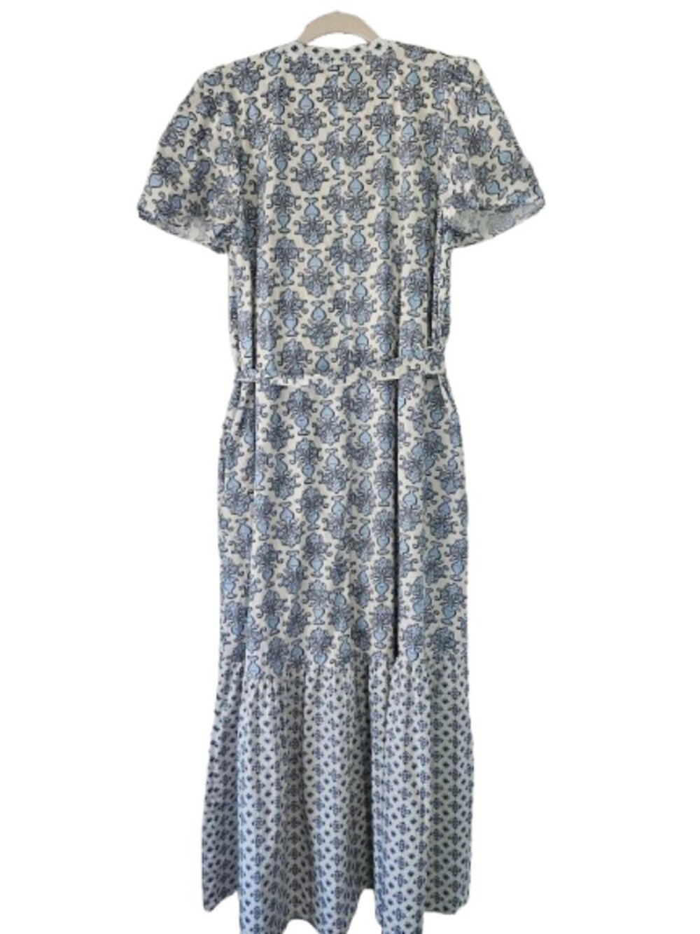 Magari Italy Blue& White Floral Urn Mixed Floral Print Maxi Dress Size M - Picture 8 of 13